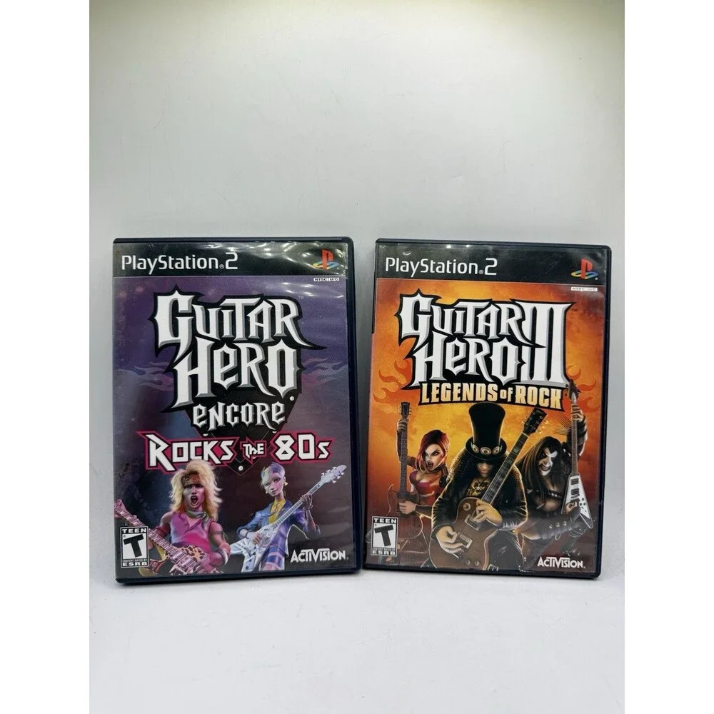 Lot Of 2 : PlayStation 2 Guitar Hero Encore Rocks The 80s & Legends Of Rock Game